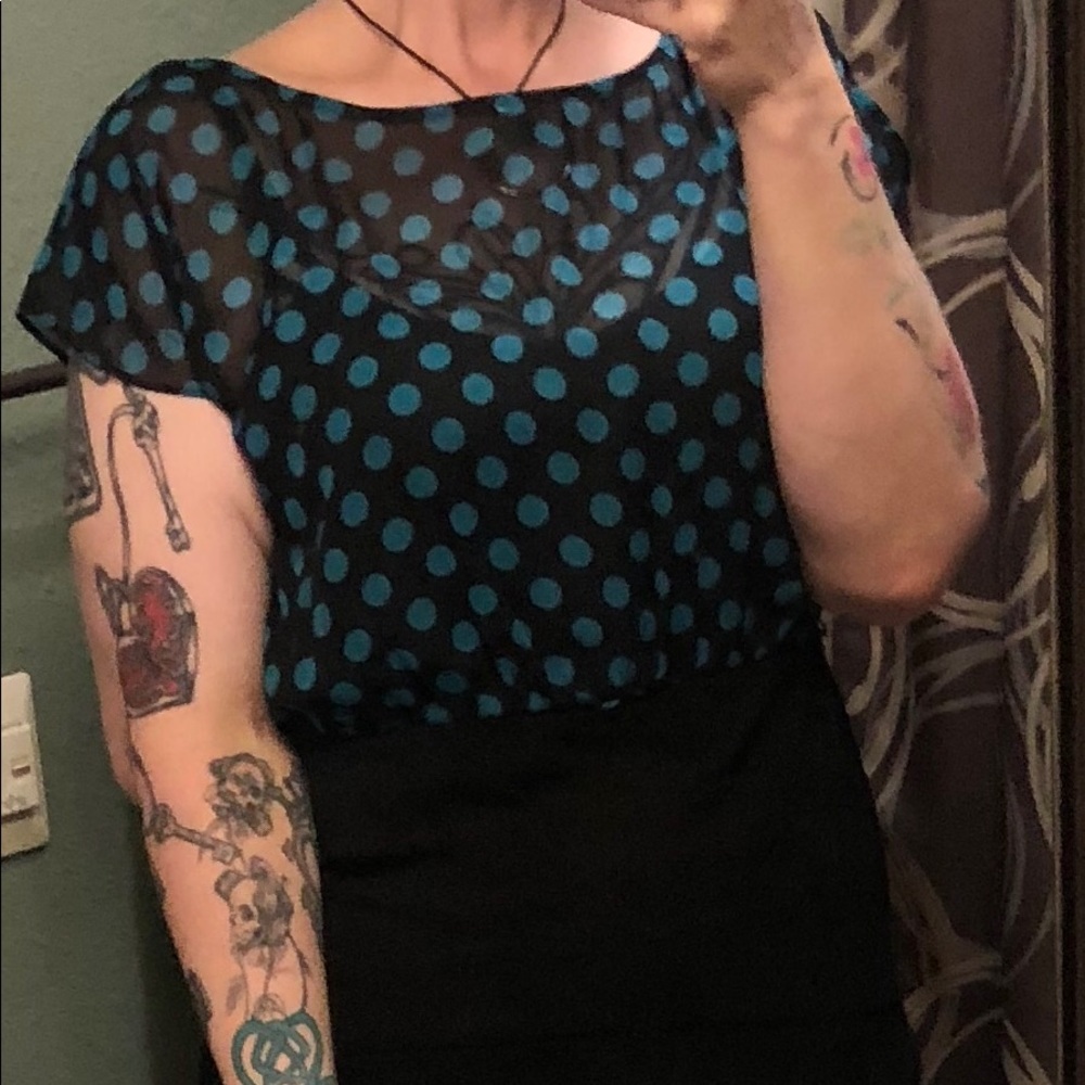 Teal and Black Dress size 14 very Cute!